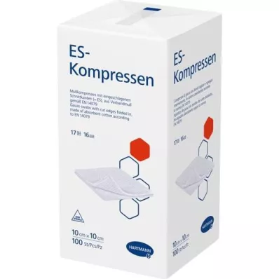 ES-KOMPRESSEN non-sterile 10x10 cm 16-fold, 100 pcs