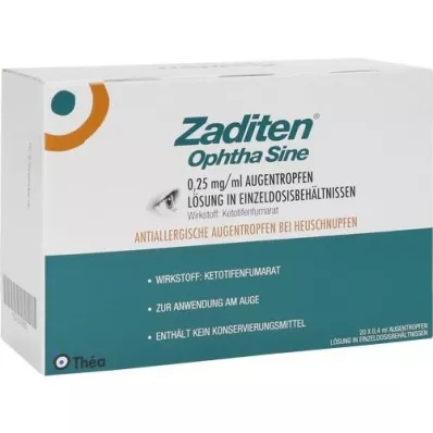 ZADITEN ophtha sine 0.25 mg/ml eye drops single dose, 20 pcs ZADITEN ophtha sine 0.25 mg/ml eye drops single dose, 20 pcs