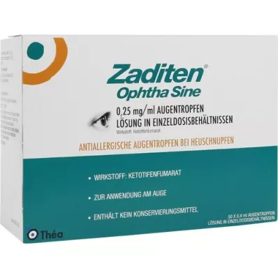 ZADITEN ophtha sine 0.25 mg/ml eye drops single dose, 50 pcs ZADITEN ophtha sine 0.25 mg/ml eye drops single dose, 50 pcs