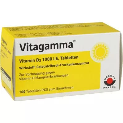 VITAGAMMA Vitamin D3 1,000 IU tablets, 100 pieces VITAGAMMA Vitamin D3 1,000 IU tablets, 100 pieces