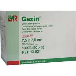 GAZIN Slit compresses 7.5x7.5 cm sterile 8-fold, 50x2 pieces