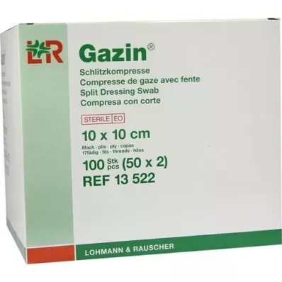 GAZIN Slit compresses 10x10 cm sterile 8-fold, 50x2 pieces