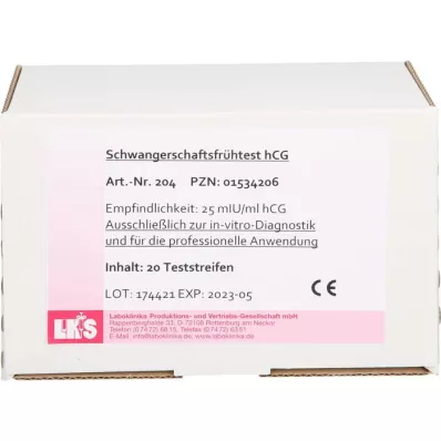 SCHWANGERSCHAFTS-FRÜHTEST hCG test strips urine, 20 pcs