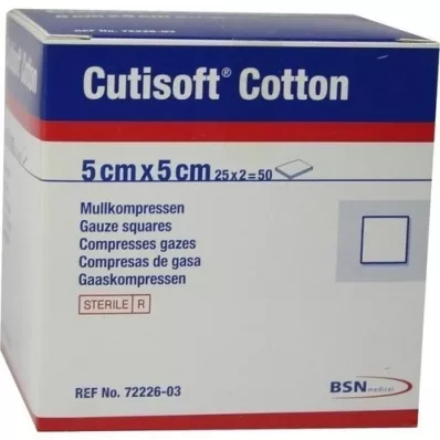 CUTISOFT Cotton compr.5x5 cm sterile, 25X2 pcs