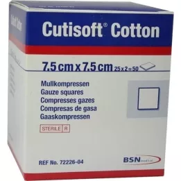 CUTISOFT Cotton compr.7.5x7.5 cm sterile, 25X2 pcs