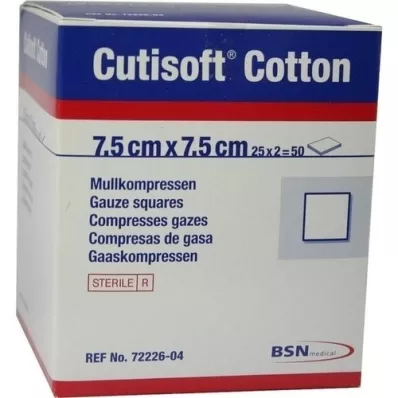 CUTISOFT Cotton compr.7.5x7.5 cm sterile, 25X2 pcs
