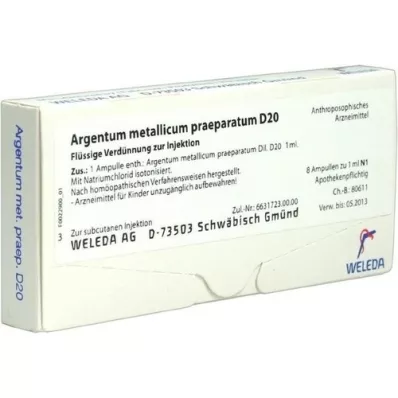 ARGENTUM METALLICUM praeparatum D 20 ampoules, 8 pcs