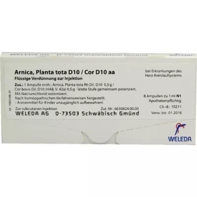 ARNICA PLANTA tota D 10/Cor D 10 aa ampoules, 8X1 ml