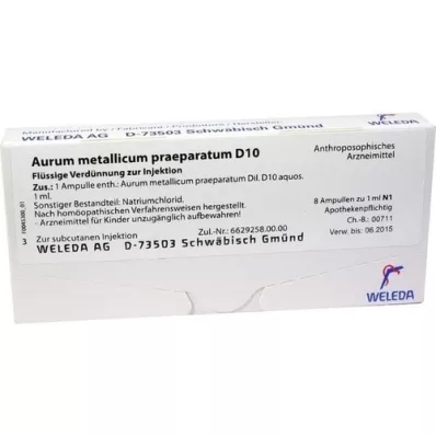 AURUM METALLICUM PRAEPARATUM D 10 ampoules, 8 pcs AURUM METALLICUM PRAEPARATUM D 10 ampoules, 8 pcs