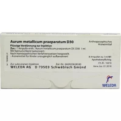 AURUM METALLICUM PRAEPARATUM D 30 ampoules, 8 pcs