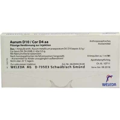 AURUM D 10/Cor D 4 aa ampoules, 8X1 ml AURUM D 10/Cor D 4 aa ampoules, 8X1 ml