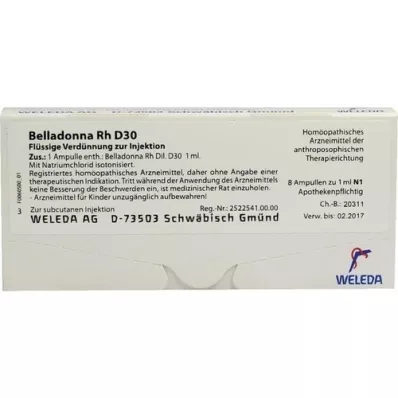 BELLADONNA RH D 30 ampoules, 8X1 ml