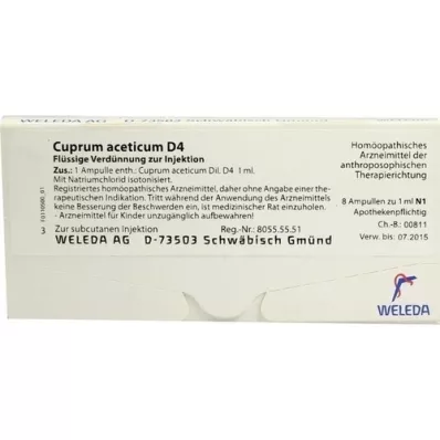 CUPRUM ACETICUM D 4 ampoules, 8X1 ml