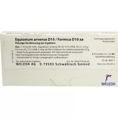 EQUISETUM ARVENSE D 15/Formica D 10 aa ampoules, 8X1 ml EQUISETUM ARVENSE D 15/Formica D 10 aa ampoules, 8X1 ml