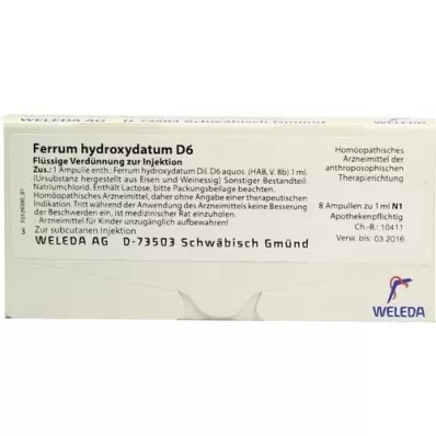 FERRUM HYDROXYDATUM D 6 ampoules, 8X1 ml