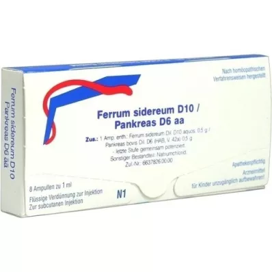 FERRUM SIDEREUM D 10/Pancreas D 6 aa ampoules, 8X1 ml FERRUM SIDEREUM D 10/Pancreas D 6 aa ampoules, 8X1 ml