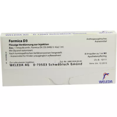 FORMICA D 3 ampoules, 8X1 ml FORMICA D 3 ampoules, 8X1 ml