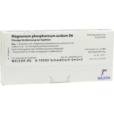 MAGNESIUM PHOSPHORICUM ACIDUM D 6 ampoules, 8X1 ml MAGNESIUM PHOSPHORICUM ACIDUM D 6 ampoules, 8X1 ml