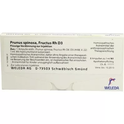 PRUNUS SPINOSA FRUCTUS Rh D 3 ampoules, 8X1 ml