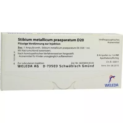 STIBIUM METALLICUM PRAEPARATUM D 20 ampoules, 8X1 ml