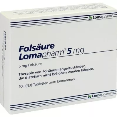 FOLSÄURE LOMAPHARM 5 mg tablets, 100 pcs FOLSÄURE LOMAPHARM 5 mg tablets, 100 pcs