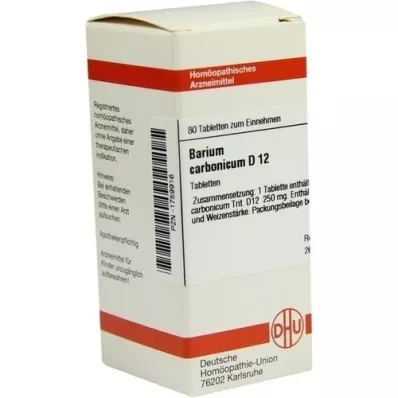 BARIUM CARBONICUM D 12 tablets, 80 pcs BARIUM CARBONICUM D 12 tablets, 80 pcs