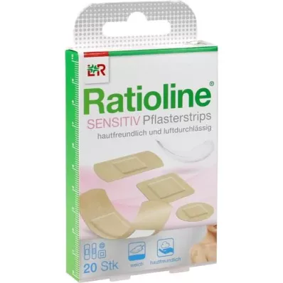 RATIOLINE sensitive plaster strips in 4 sizes, 20 pieces RATIOLINE sensitive plaster strips in 4 sizes, 20 pieces