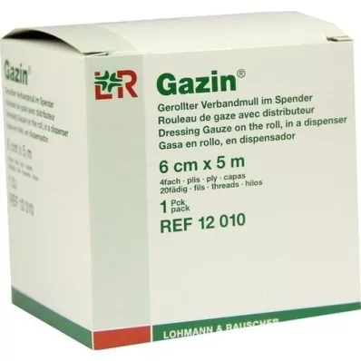 GAZIN Bandage gauze 6 cmx5 m rolled 4 times, 1 piece GAZIN Bandage gauze 6 cmx5 m rolled 4 times, 1 piece