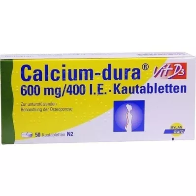 CALCIUM DURA Vit D3 600 mg/400 IU chewable tablets, 50 pcs CALCIUM DURA Vit D3 600 mg/400 IU chewable tablets, 50 pcs
