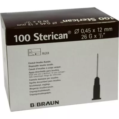 STERICAN Ins.Einm.Kan.26 Gx1/2 0.45x12 mm, 100 pcs STERICAN Ins.Einm.Kan.26 Gx1/2 0.45x12 mm, 100 pcs