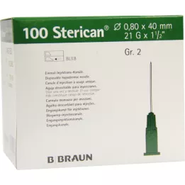 STERICAN Cannulas Luer-Lok 0.80x40 mm size 2 green, 100 pieces
