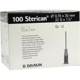 STERICAN Cannulas Luer-Lok 0.70x30 mm size 12 black, 100 pieces
