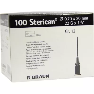 STERICAN Cannulas Luer-Lok 0.70x30 mm size 12 black, 100 pieces STERICAN Cannulas Luer-Lok 0.70x30 mm size 12 black, 100 pieces