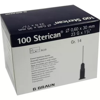 STERICAN Cannulas Luer-Lok 0.60x30 mm size 14 blue, 100 pieces STERICAN Cannulas Luer-Lok 0.60x30 mm size 14 blue, 100 pieces