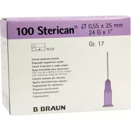 STERICAN Cannulas Luer-Lok 0.55x25 mm size 17 purple, 100 pieces