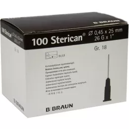 STERICAN Cannulas Luer-Lok 0.45x25 mm size 18 brown, 100 pieces
