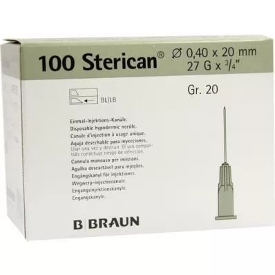 STERICAN Cannulas Luer-Lok 0.40x20 mm size 20 gray, 100 pieces STERICAN Cannulas Luer-Lok 0.40x20 mm size 20 gray, 100 pieces