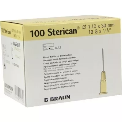 STERICAN Cannulas 19 Gx1 1/4 1.1x30 mm, 100 pieces
