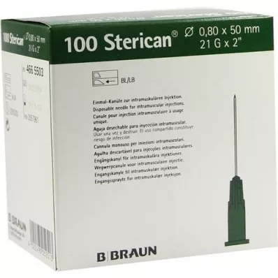 STERICAN Cannulas 21 Gx2 0.8x50 mm, 100 pieces