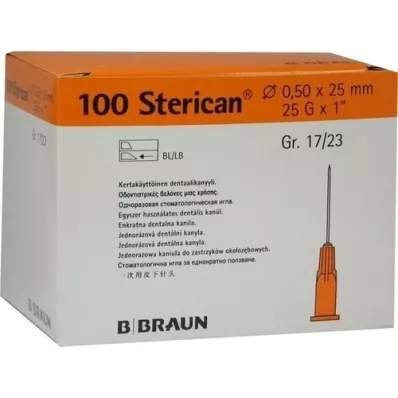 STERICAN Dental can Luer 0.5x25 mm, 100 pcs STERICAN Dental can Luer 0.5x25 mm, 100 pcs