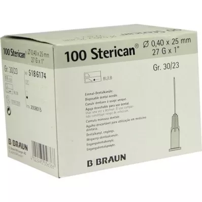 STERICAN Dental can Luer 0.4x25 mm, 100 pcs STERICAN Dental can Luer 0.4x25 mm, 100 pcs