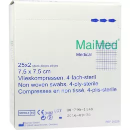 VLIESKOMPRESSEN 7.5x7.5 cm sterile, 25X2 pcs