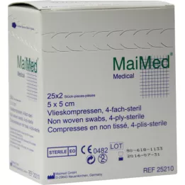 VLIESKOMPRESSEN 5x5 cm sterile, 25X2 pcs