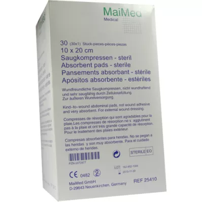 SAUGKOMPRESSEN sterile 10x20 cm, 30X1 pcs SAUGKOMPRESSEN sterile 10x20 cm, 30X1 pcs