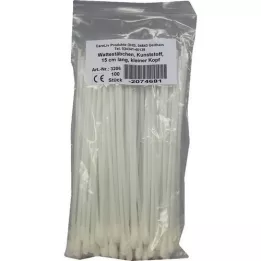 WATTESTÄBCHEN Plastic small head 15 cm, 100 pieces