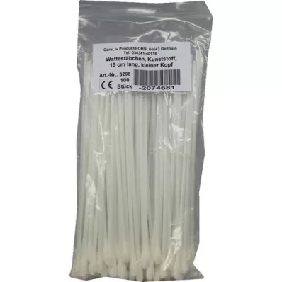 WATTESTÄBCHEN Plastic small head 15 cm, 100 pieces WATTESTÄBCHEN Plastic small head 15 cm, 100 pieces
