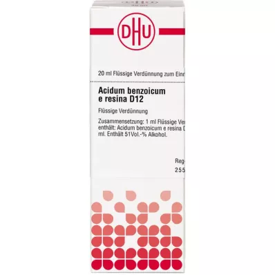 ACIDUM BENZOICUM E Resina D 12 Dilution, 20 ml ACIDUM BENZOICUM E Resina D 12 Dilution, 20 ml
