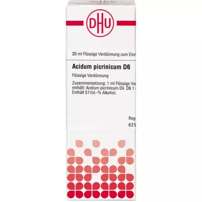 ACIDUM PICRINICUM D 6 Dilution, 20 ml ACIDUM PICRINICUM D 6 Dilution, 20 ml