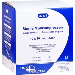 MULLKOMPRESSEN 10x10 cm sterile 8-fold, 20X5 pcs
