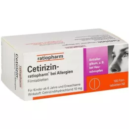 CETIRIZIN-ratiopharm for allergies 10 mg film tablet, 100 pcs